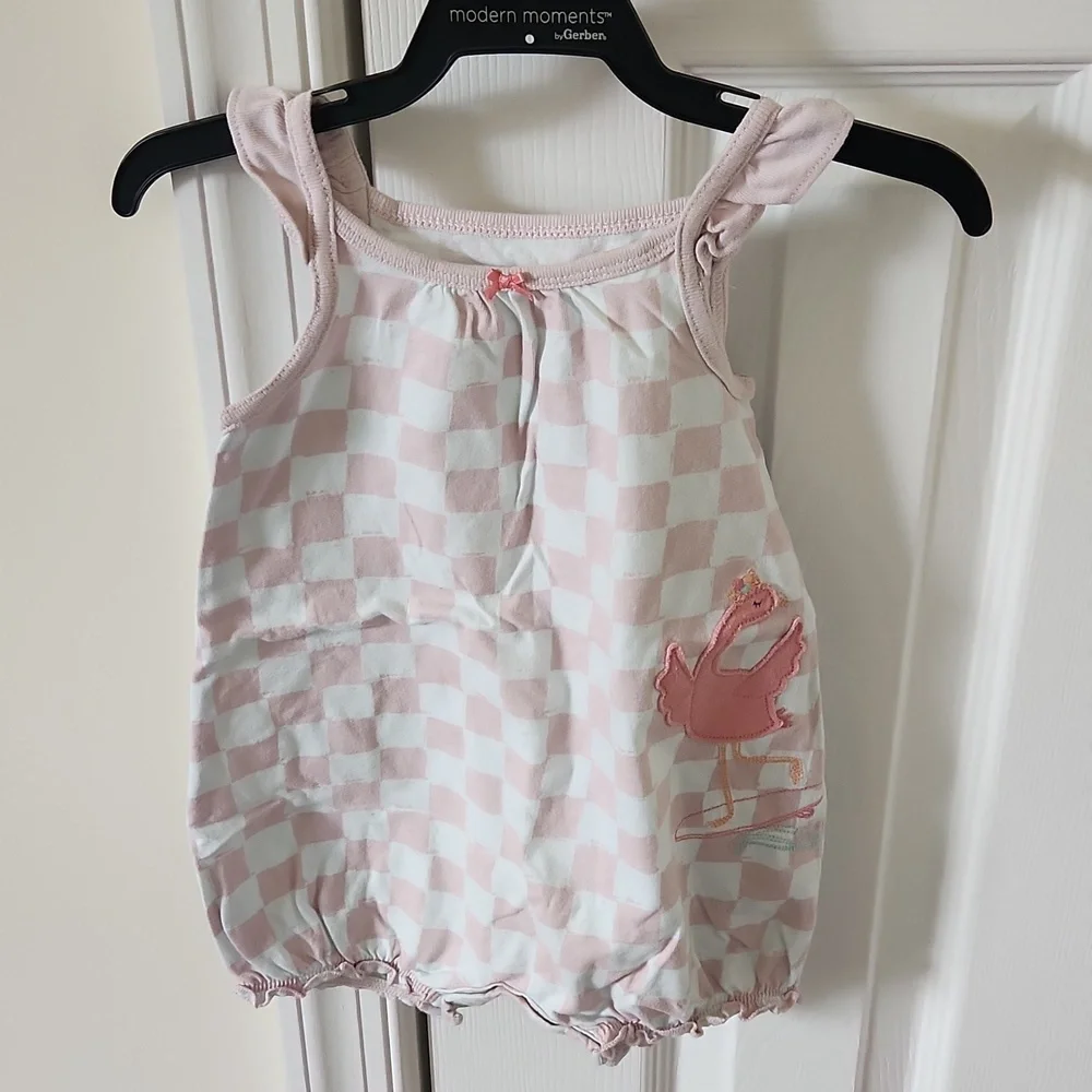 Carter's Baby Girl Romper pink white 12 months